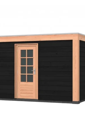 Laatste Versie Douglas overkapping, 400 x 400, met schuur, Westwood Robuust zwart